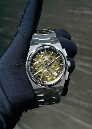 Tissot PRX Chronograph Green Waffle Dial T137.427.11.091.00 - Like New